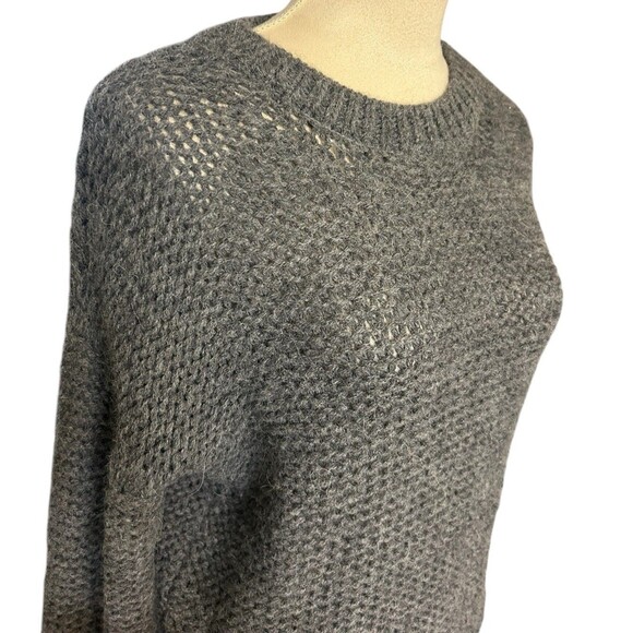 Anthropologie Alpaca Blend Gray Open Knit Pullover Long Sleeves Sweater Women S - Picture 5 of 10